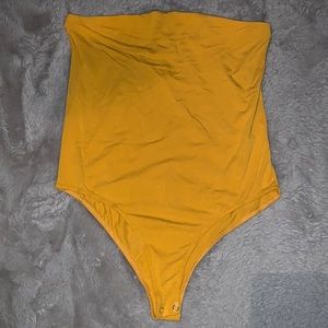 Mustard strapless bodysuit
